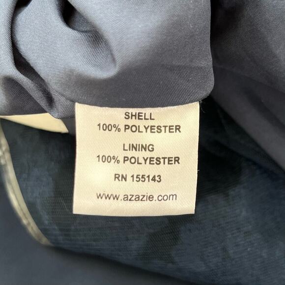 Azazie A-Line Pleated Chiffon Bridesmaid Dress Lace V Back in Navy Blue, Size A8 - Picture 12 of 13